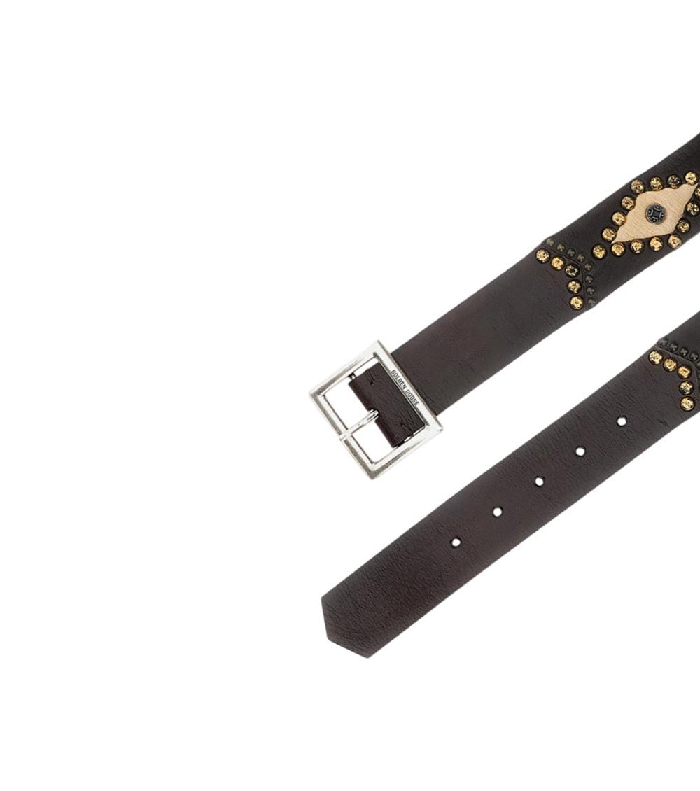 Dark Brown Studded Buckle Belt 2