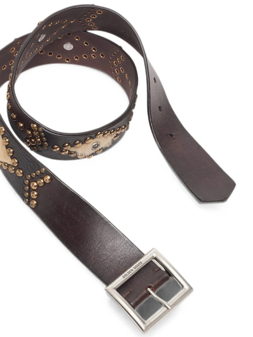 Dark Brown Studded Buckle Belt 3