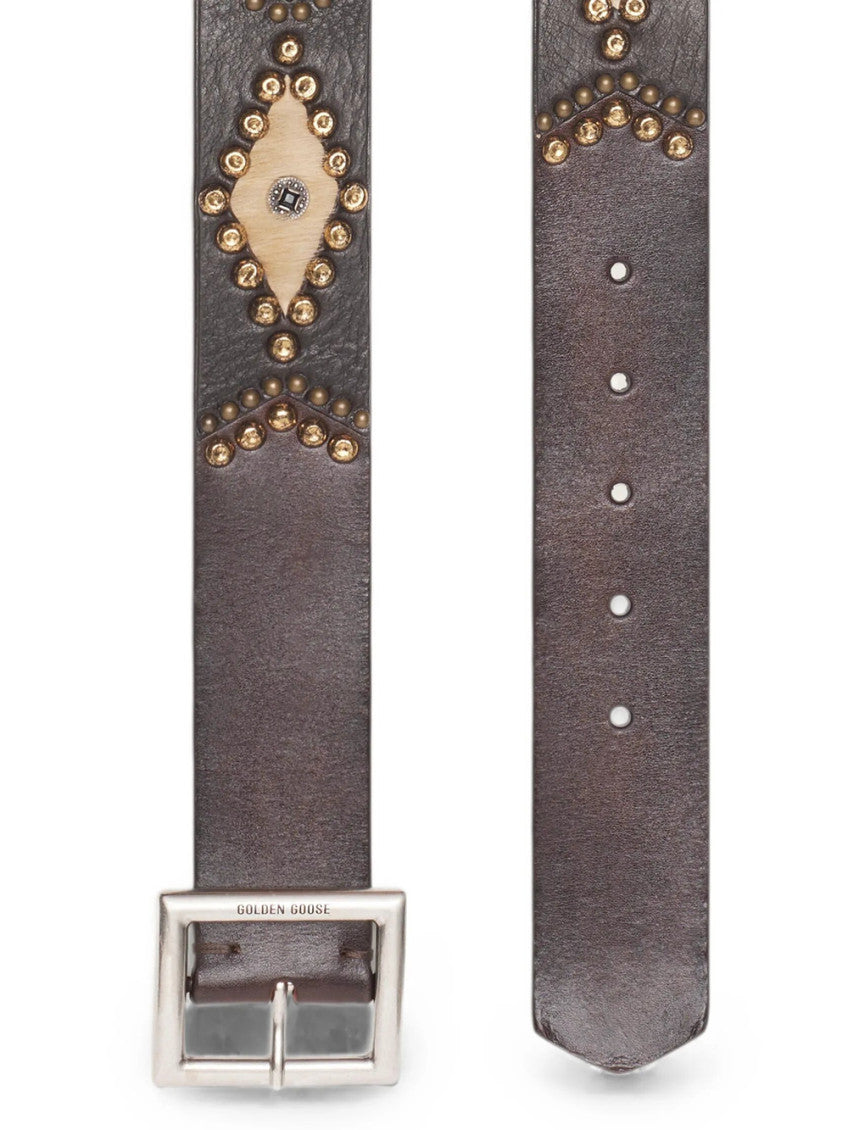 Dark Brown Studded Buckle Belt 4