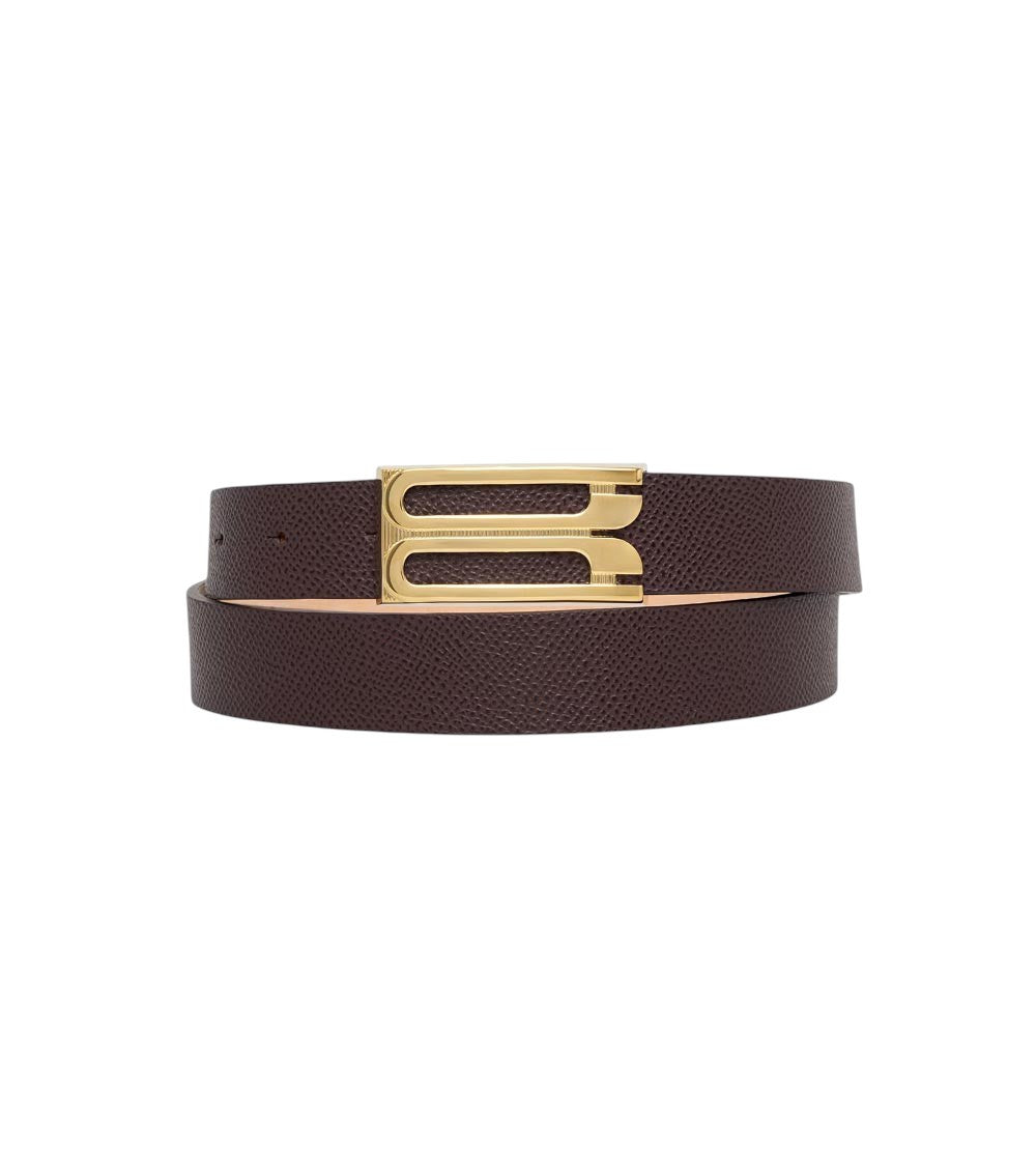 Burgundy Textured Buckle Belt 2
