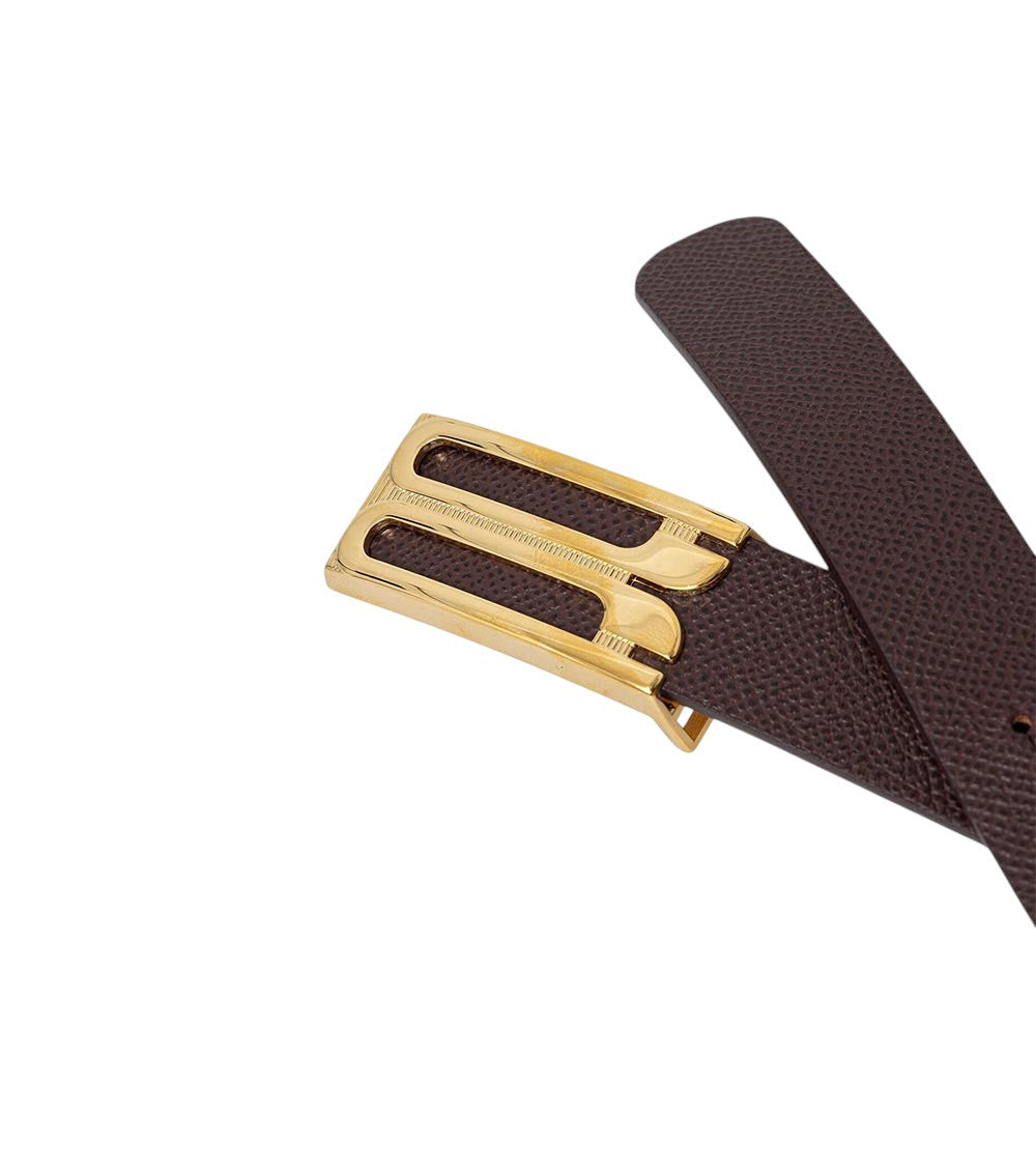 Burgundy Textured Buckle Belt 3