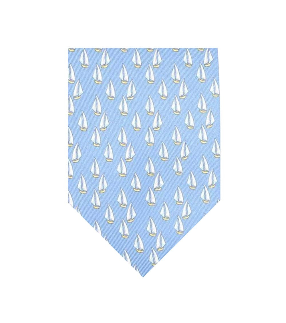 Light Blue Sailboat Graphic Tie 1