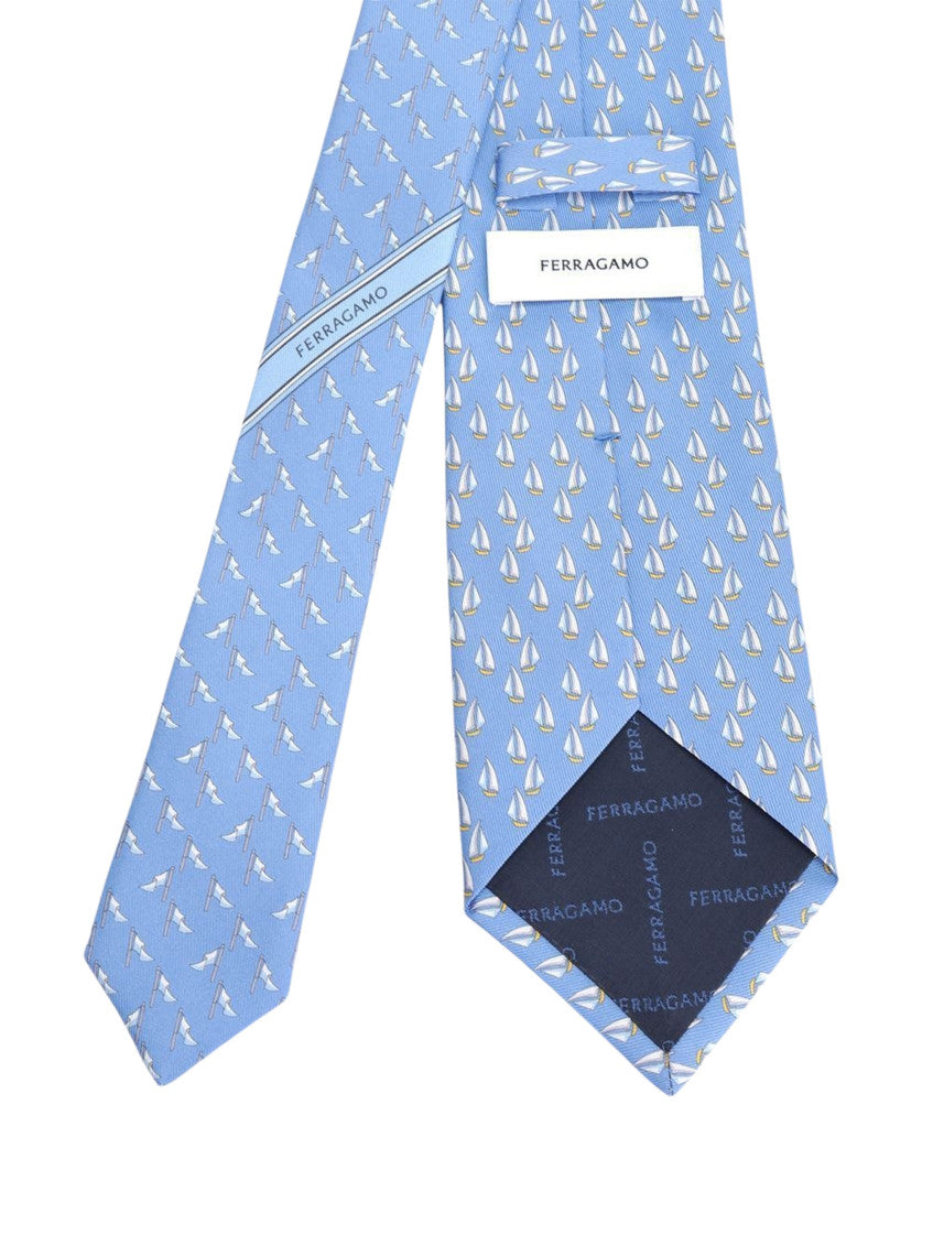 Light Blue Sailboat Graphic Tie 3