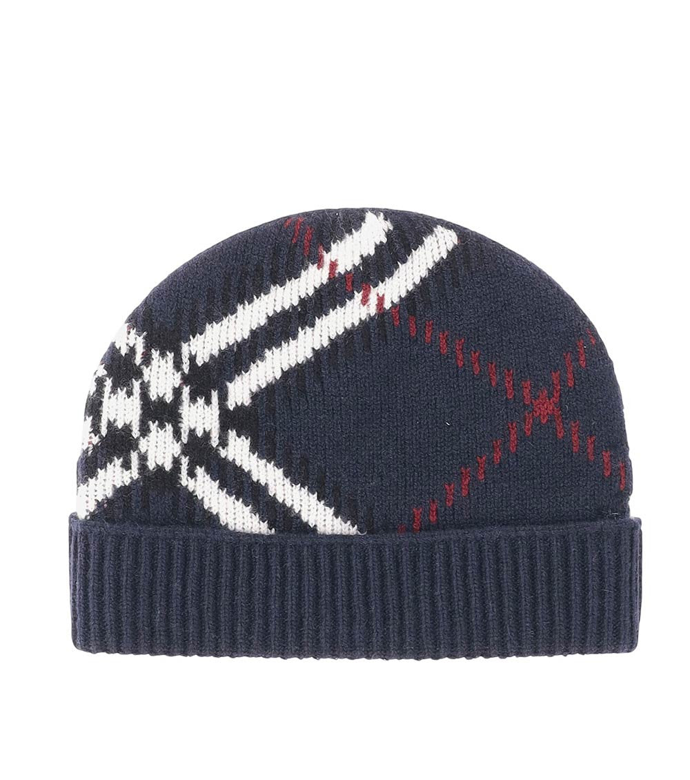 Blue Check Beanie Cap 1