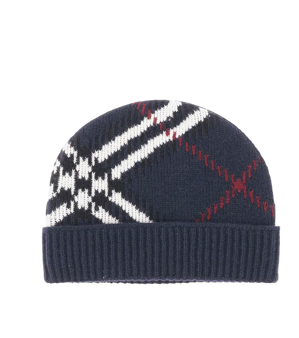 Blue Check Beanie Cap 2