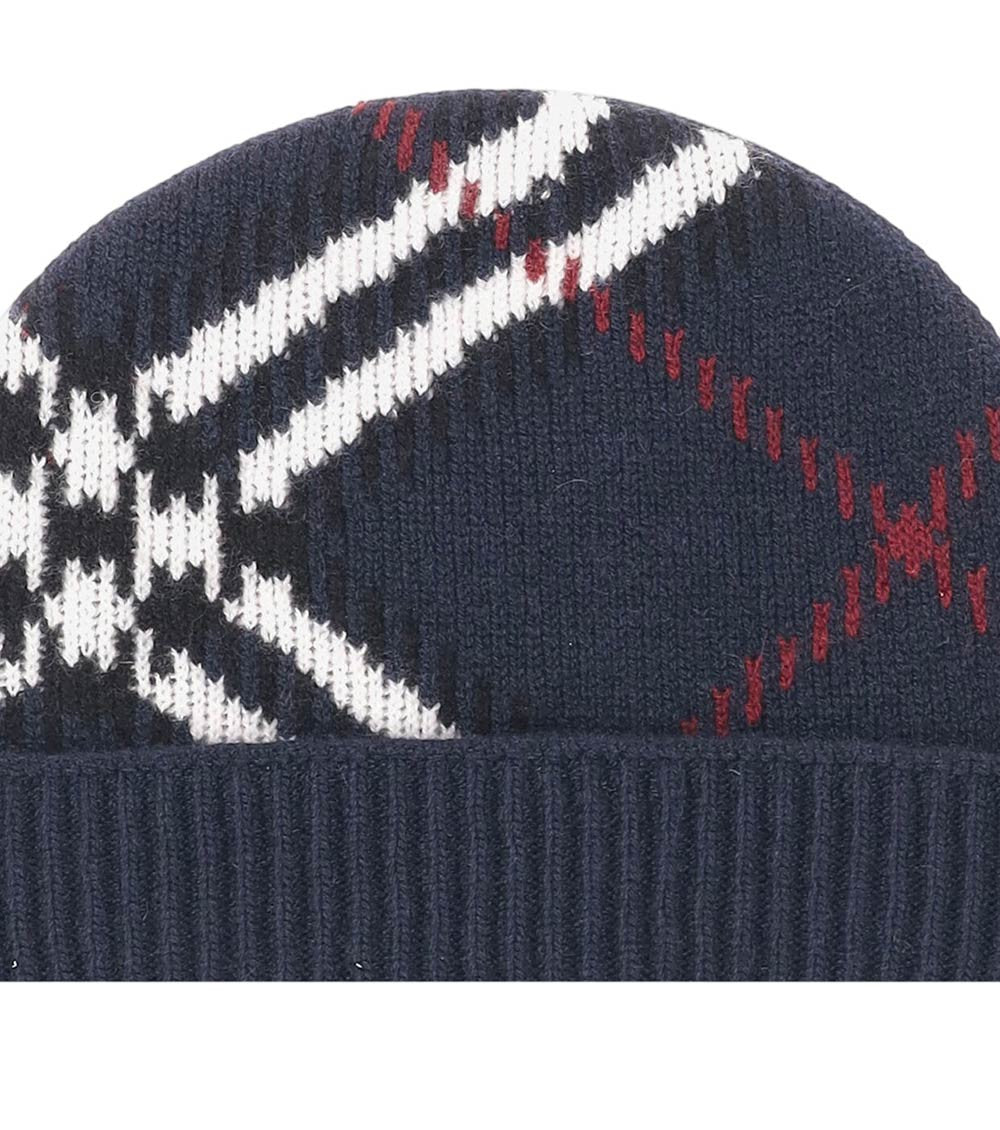 Blue Check Beanie Cap 3