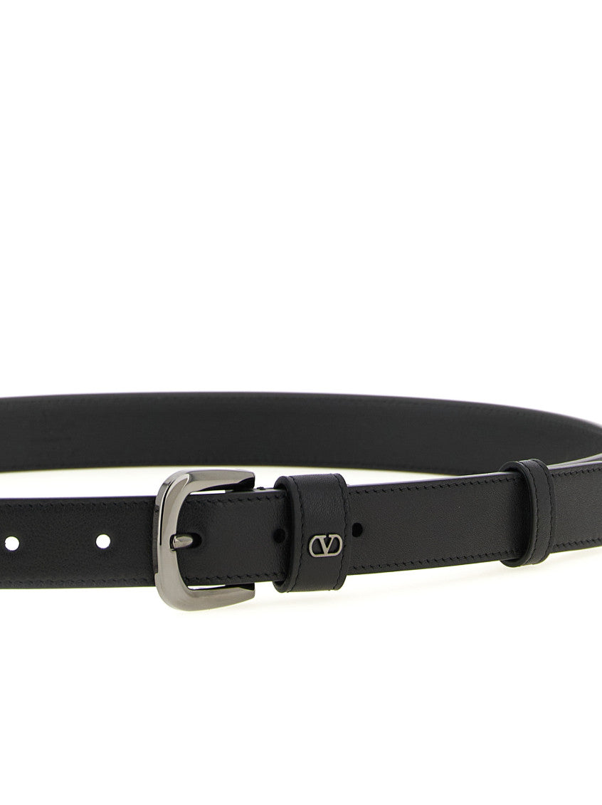 Black VLogo Signature Solid Belt 3