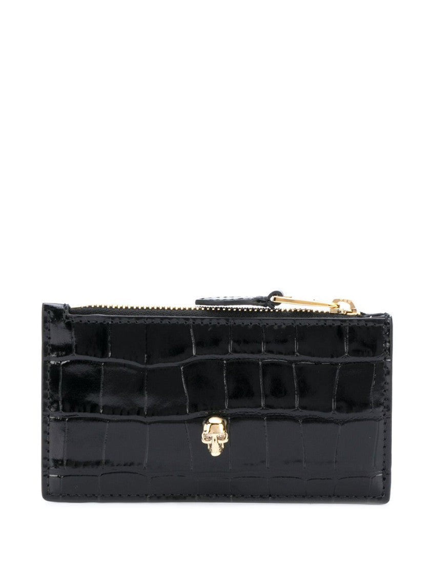 Black Skull flat zip purse 1