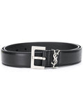 Black Monogram leather belt 1