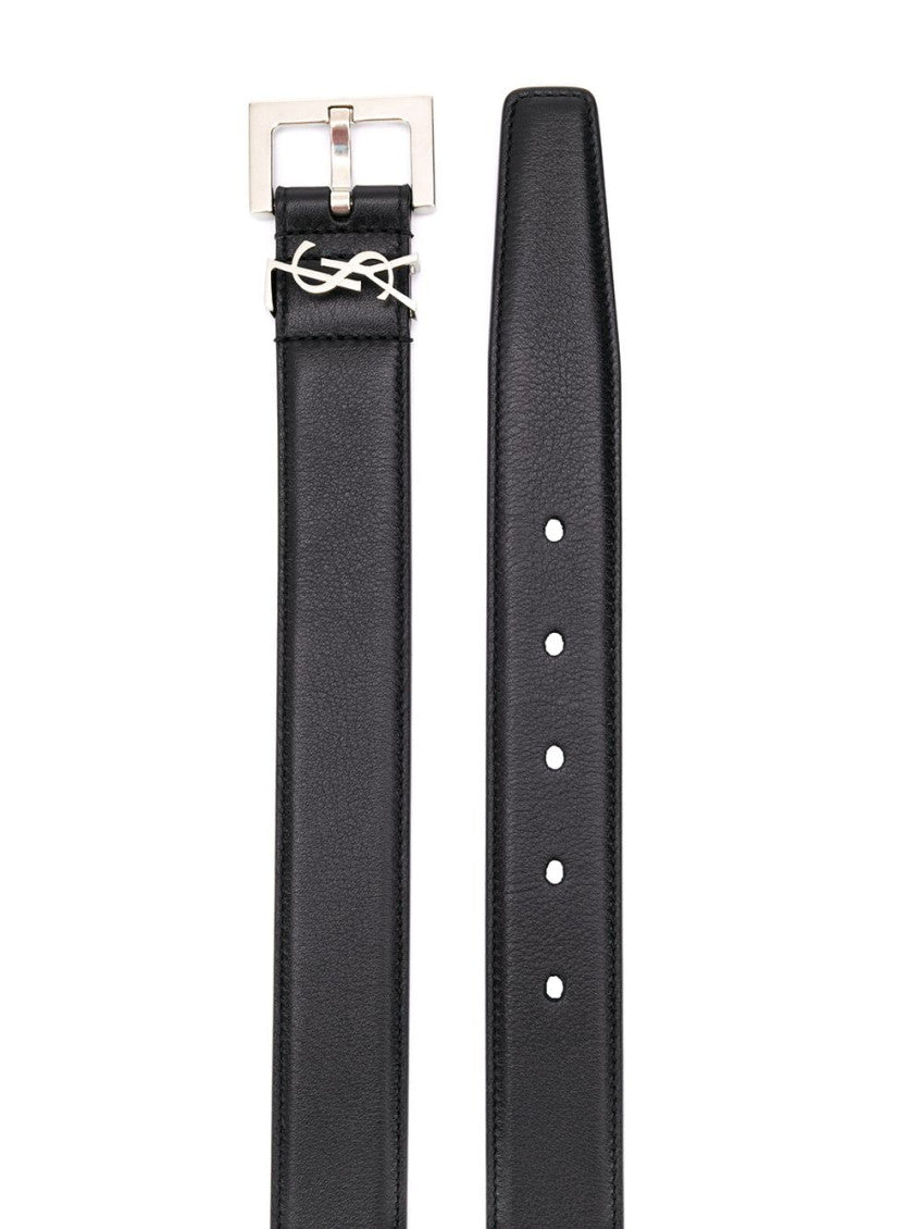 Black Monogram leather belt 2
