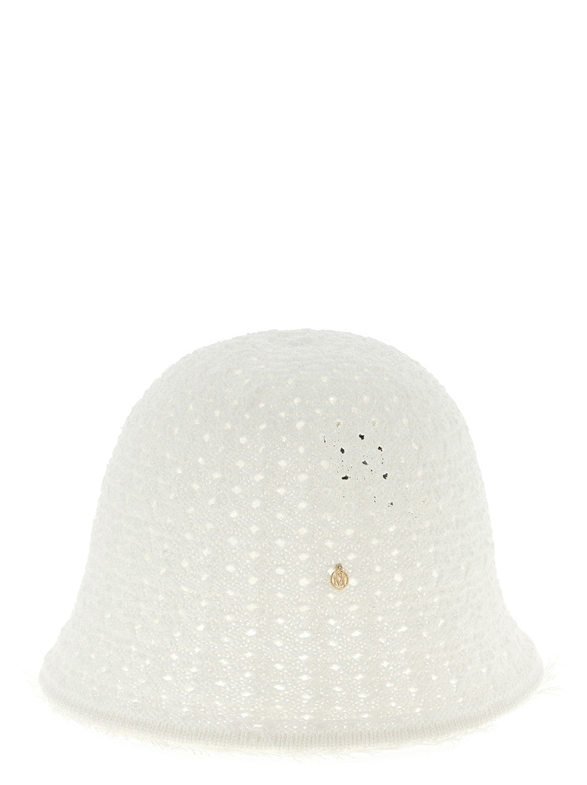 White Lison Knitted Bucket Hat 1