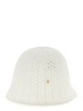 White Lison Knitted Bucket Hat 1