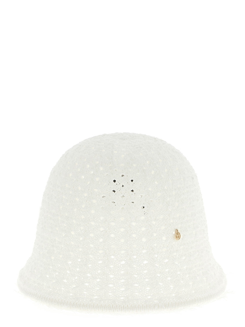 White Lison Knitted Bucket Hat 2
