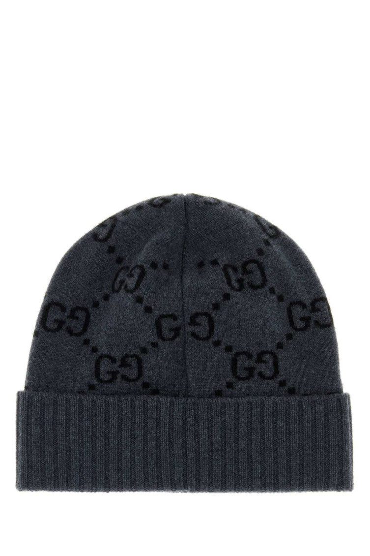 Grey GG Logo Beanies Hat 2