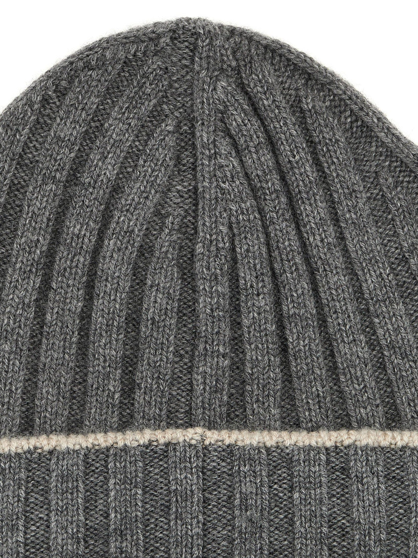 Grey Contrast line beanie 3
