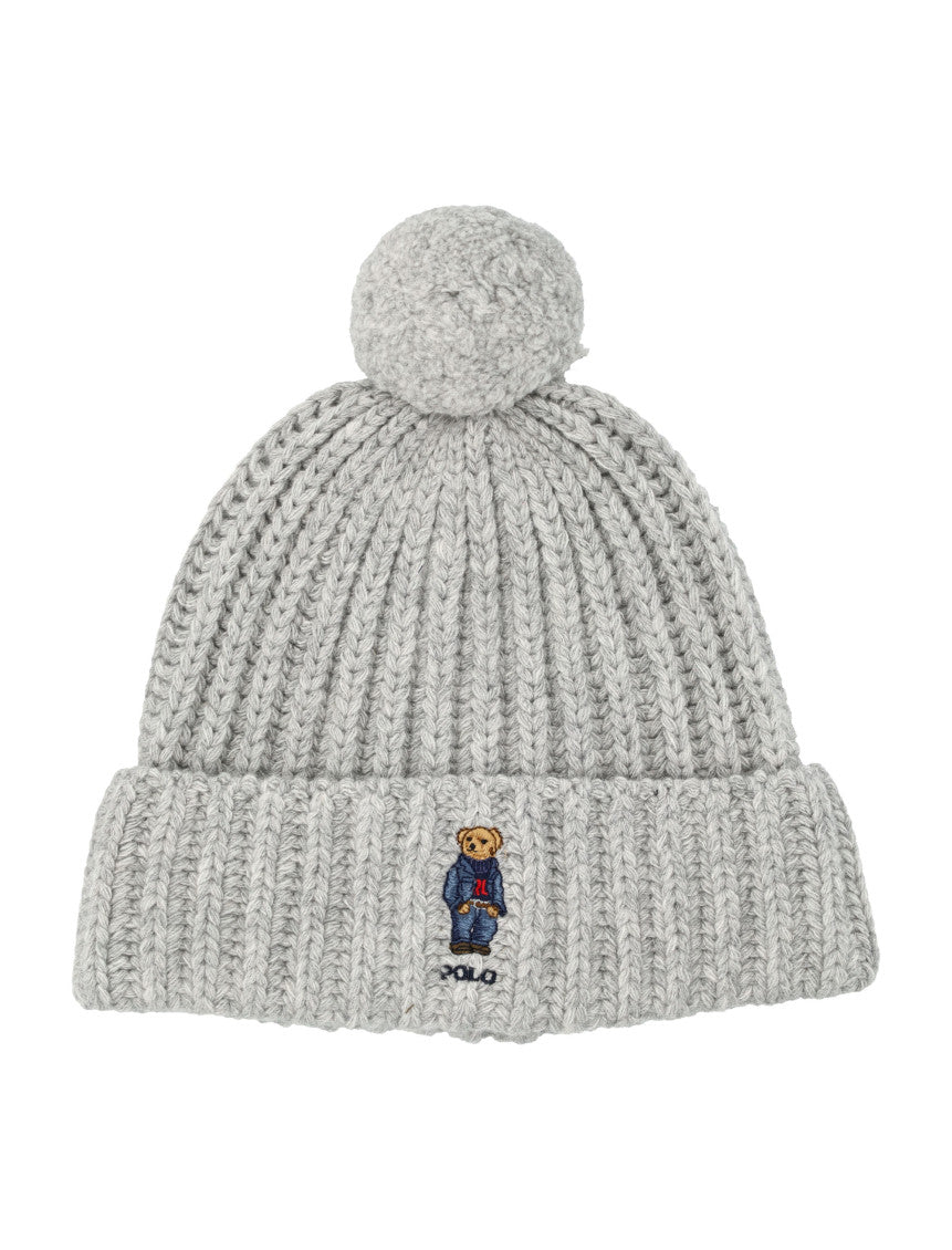 Light Grey Polo Bear-embroidered Beanie 1