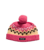 Pink Fairisle Knitted Beanie Cap 1