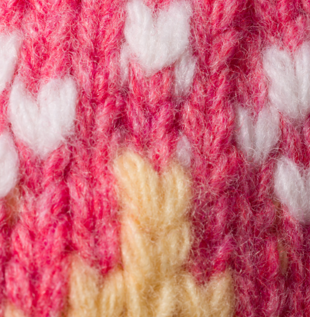 Pink Fairisle Knitted Beanie Cap 2