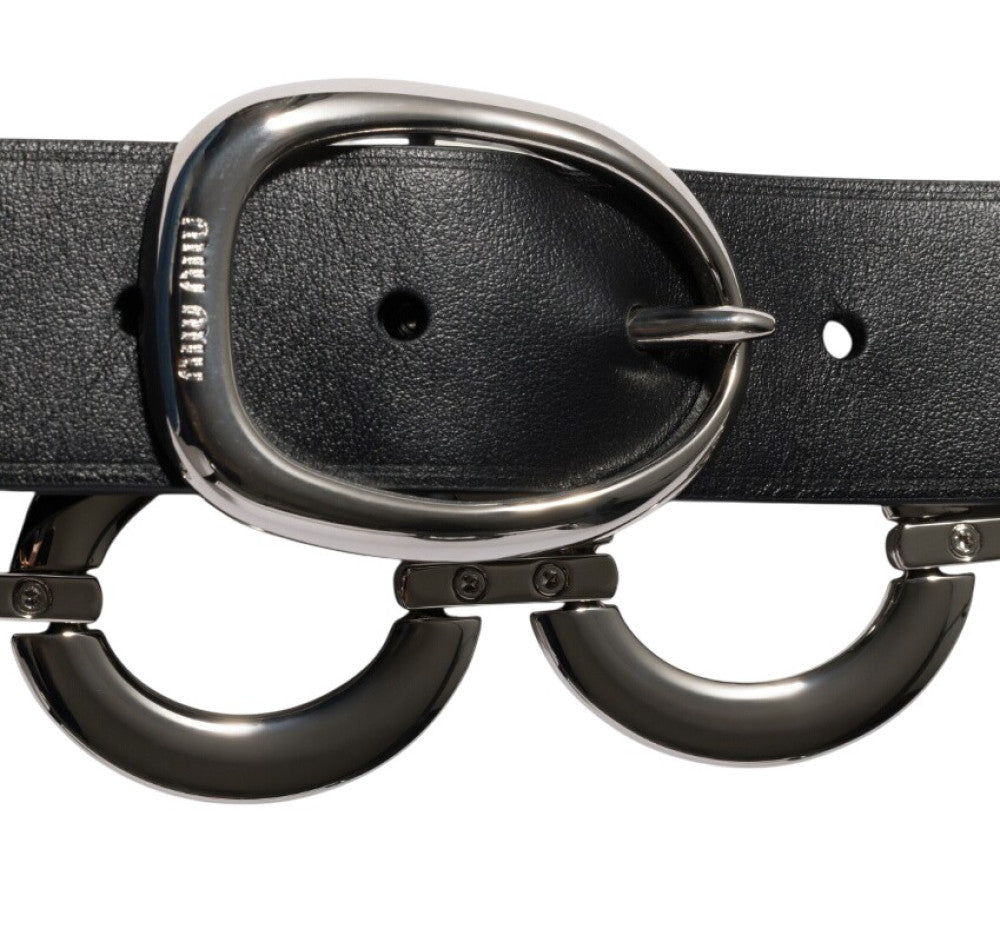Black Embellished Chain Buckle Belt 4