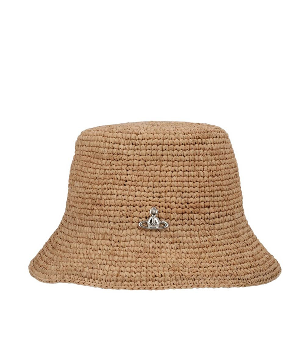Beige Woven Bucket Hat 1