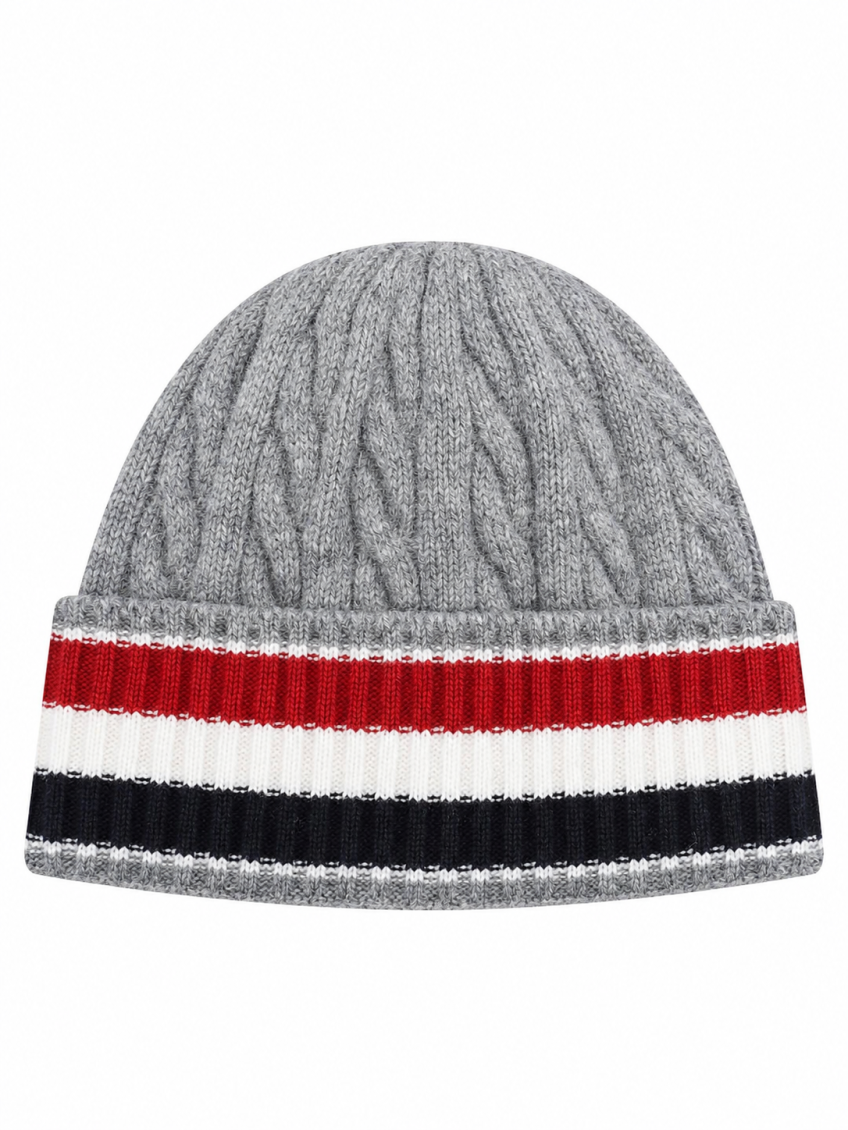 Light Grey Stripes Beanie Cap 1