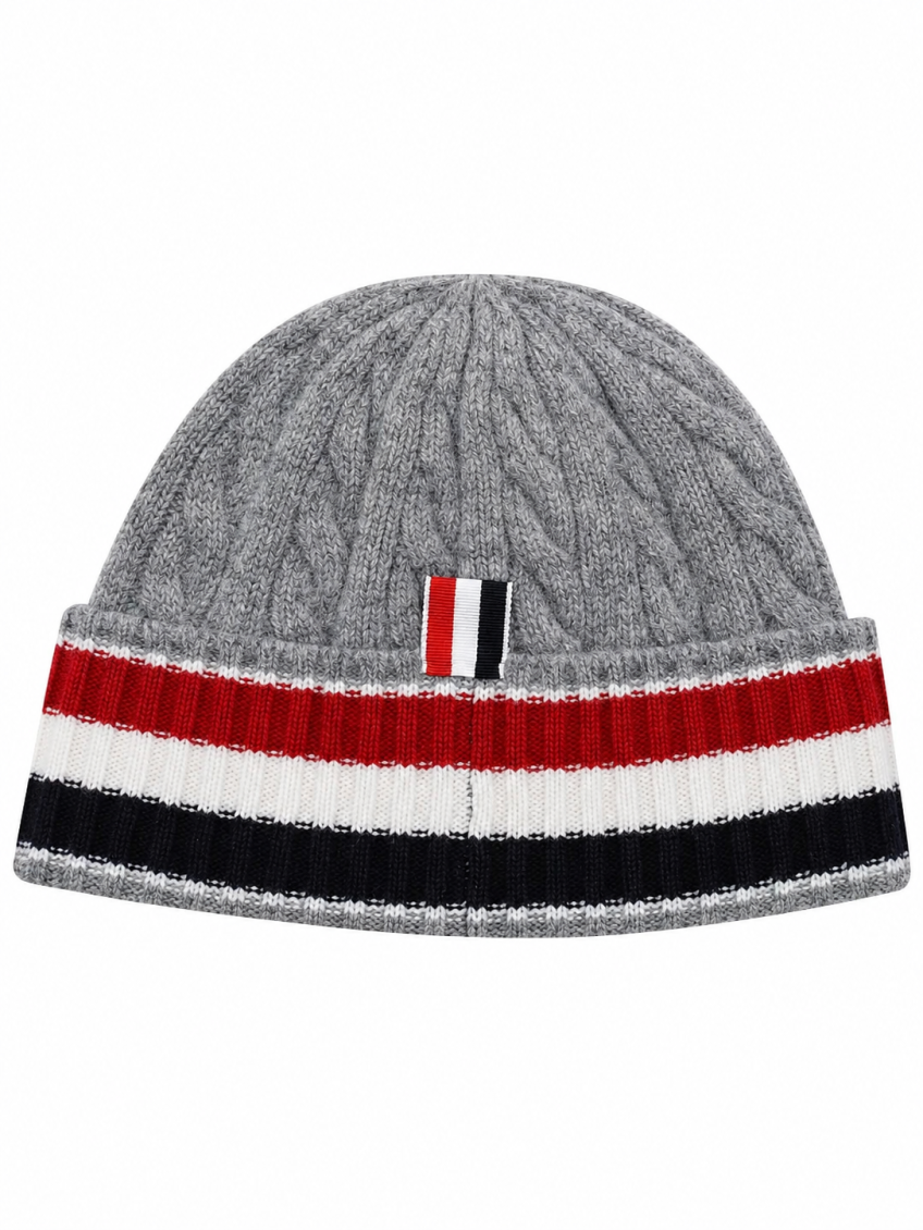 Light Grey Stripes Beanie Cap 2