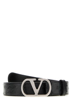 Black VLogo Signature Textured Belt 1
