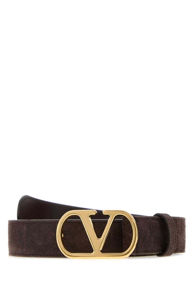 Brown VLogo Signature Solid Belt 1