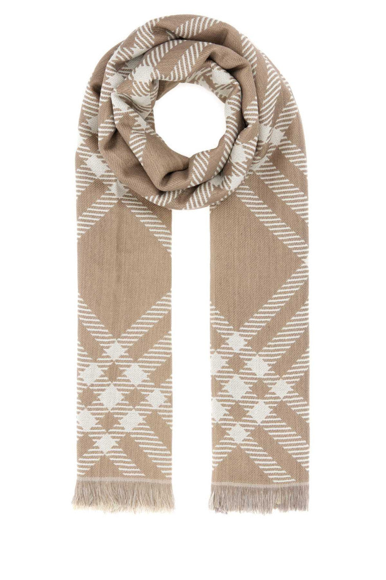 Beige Gradient Checked Scarf 1