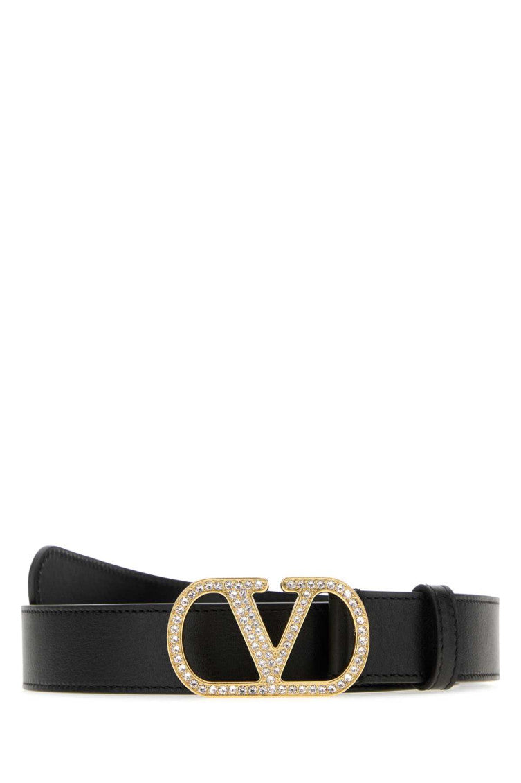Black VLogo Signature Solid Belt 1