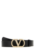 Black VLogo Signature Solid Belt 1