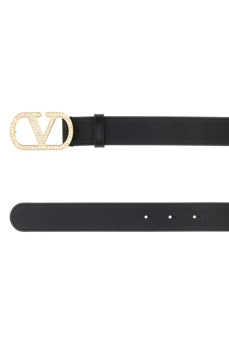 Black VLogo Signature Solid Belt 2