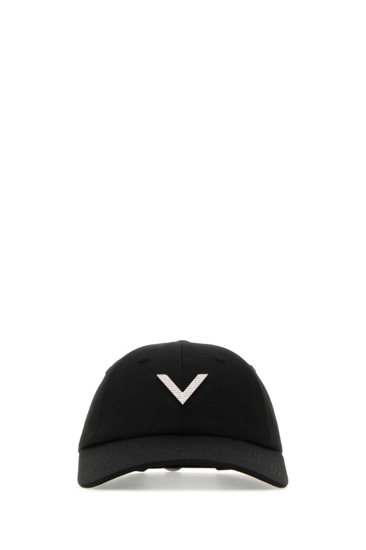 Black stretch cotton baseball cap 1
