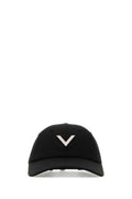Black stretch cotton baseball cap 1