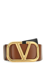 Brown VLogo Signature Reversible Belt 1