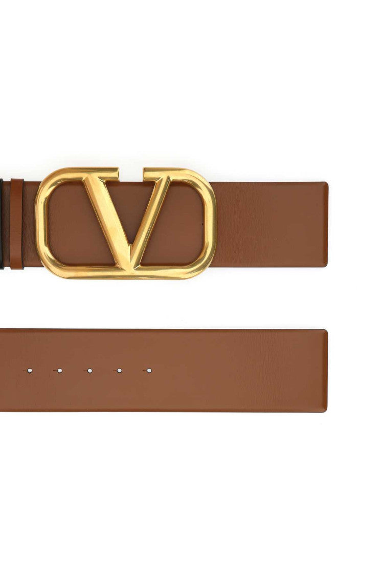 Brown VLogo Signature Reversible Belt 2