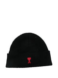 Black Embroidered Logo Beanie Cap 1