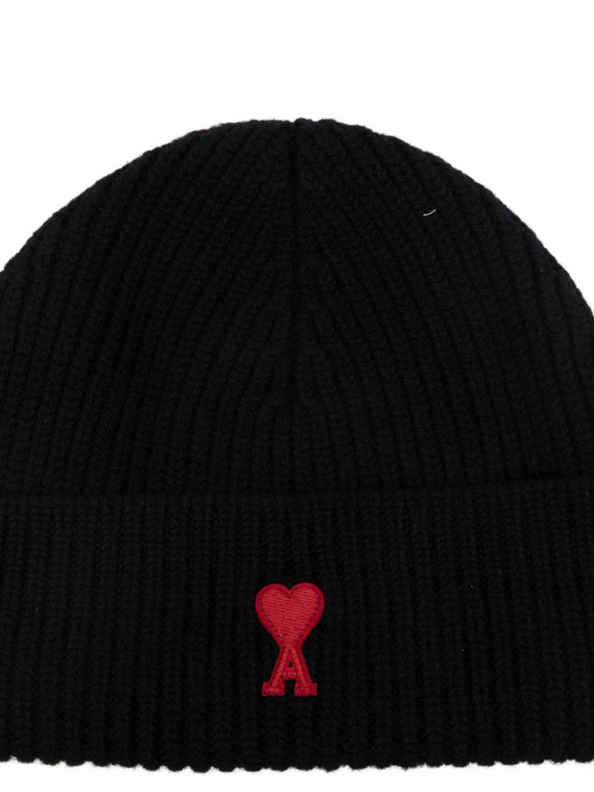 Black Embroidered Logo Beanie Cap 2