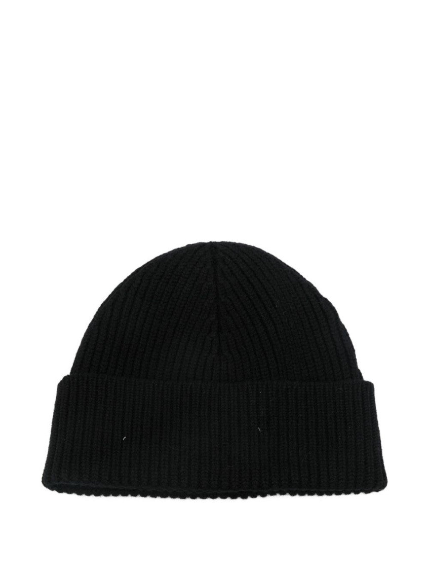 Black Embroidered Logo Beanie Cap 3