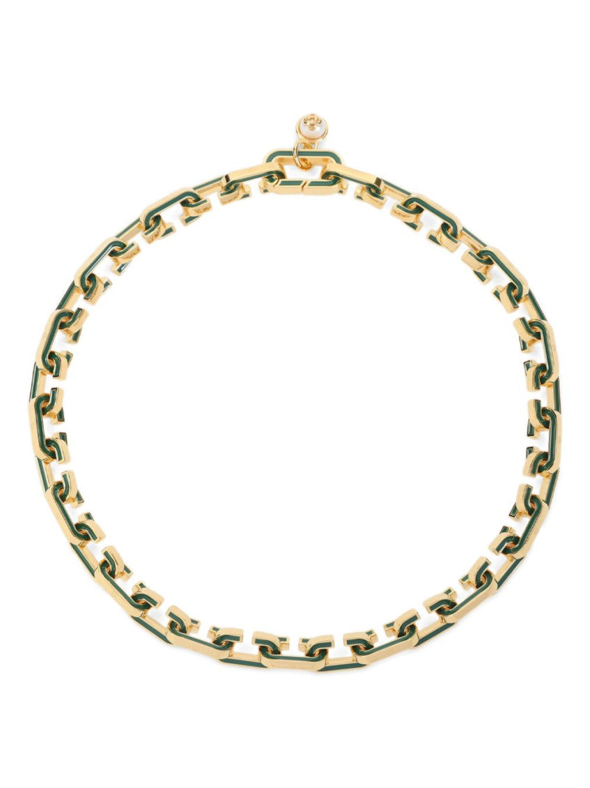 Green Enamelled Chain Necklace 1