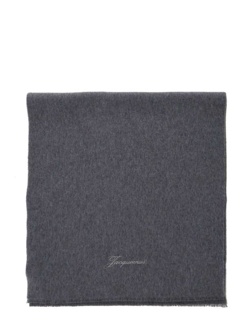 Dark Grey Embroidered Logo Scarf 1