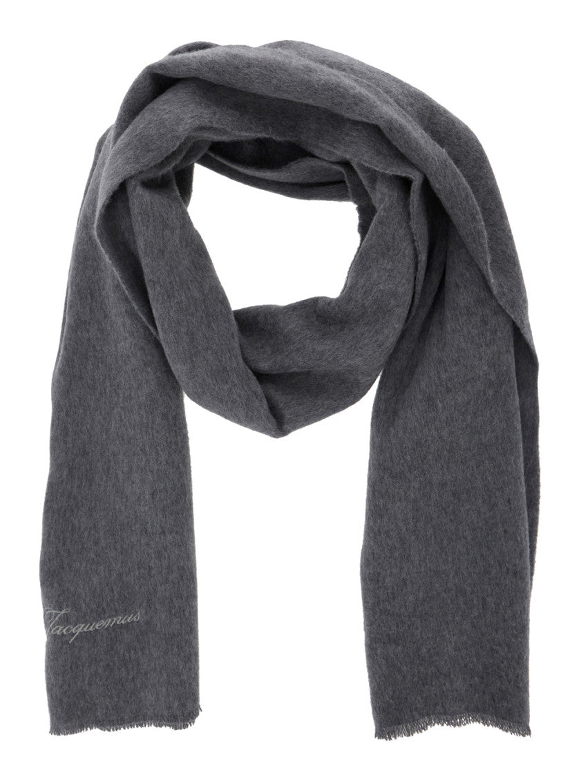 Dark Grey Embroidered Logo Scarf 2