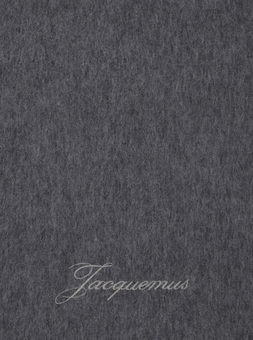 Dark Grey Embroidered Logo Scarf 3