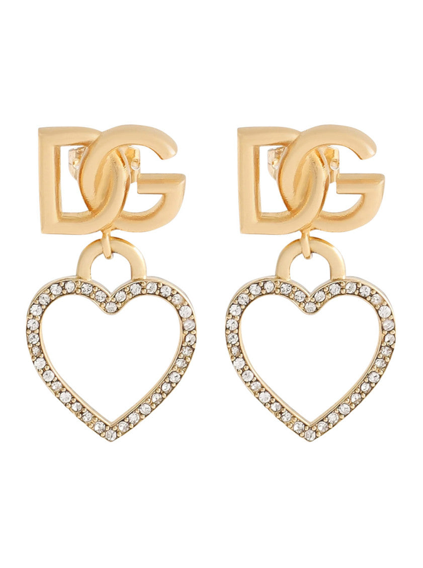 Golden Logo Heart Charm Earrings 1