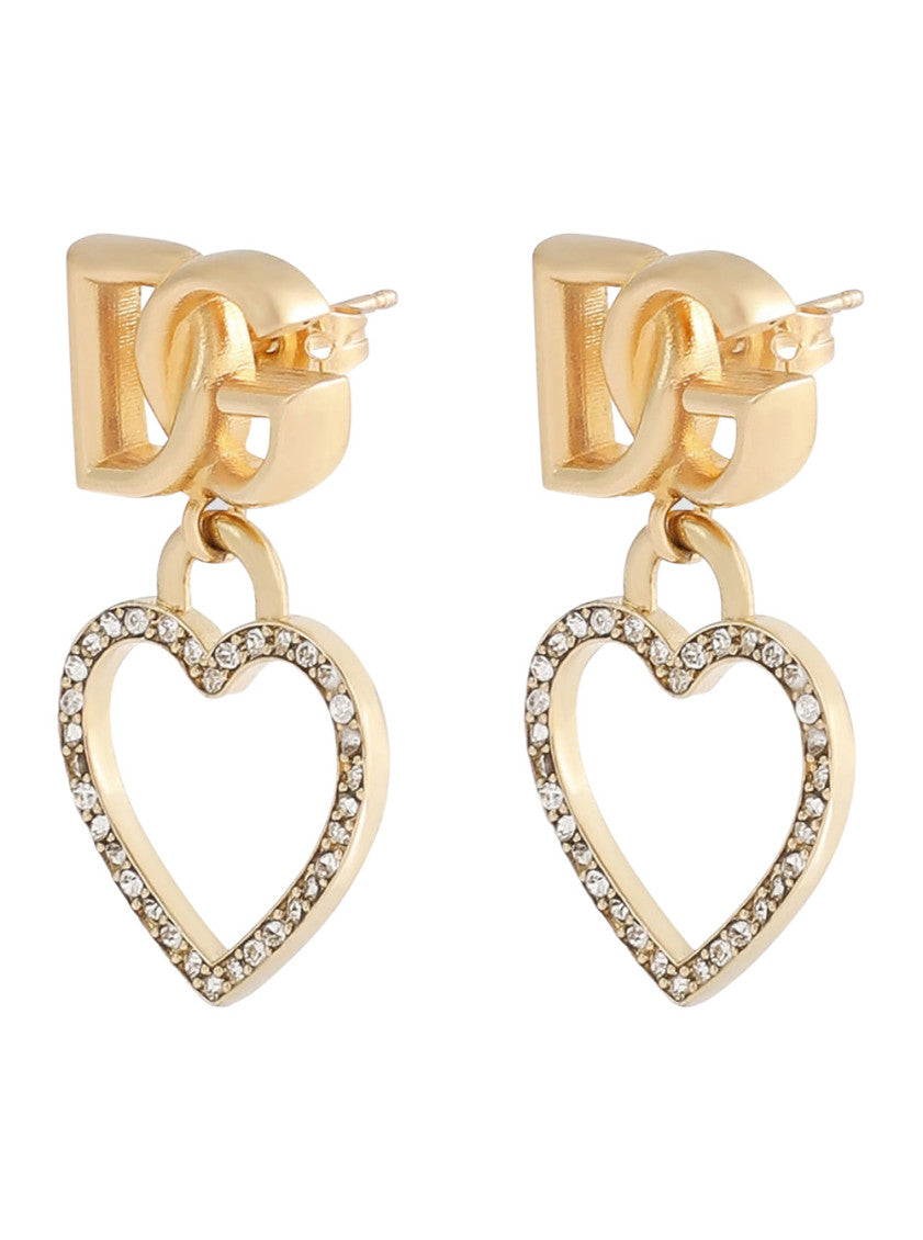 Golden Logo Heart Charm Earrings 2