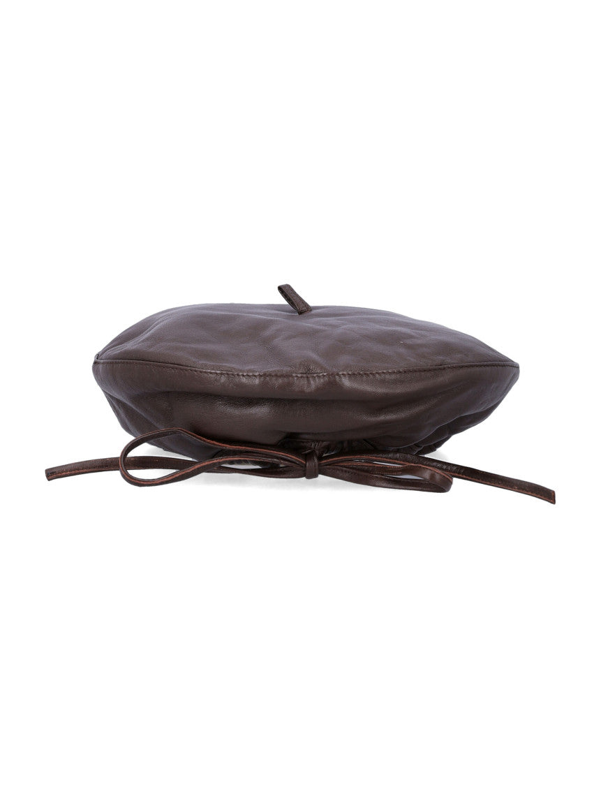 Brown Solid Beret Hat 2