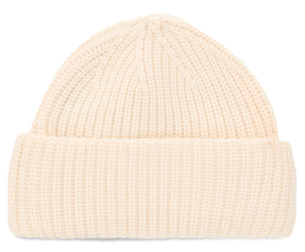 Off White Knitted Beanie Cap 2