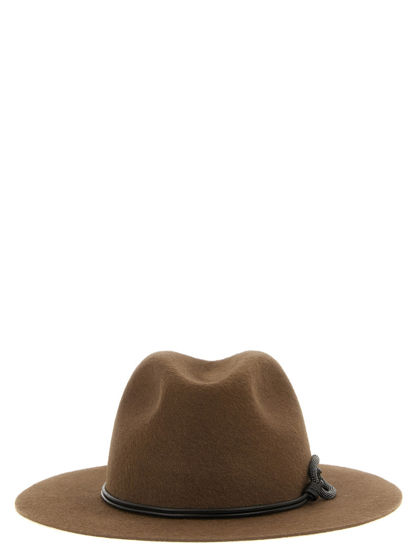 Brown Textured Fedora Hat 1