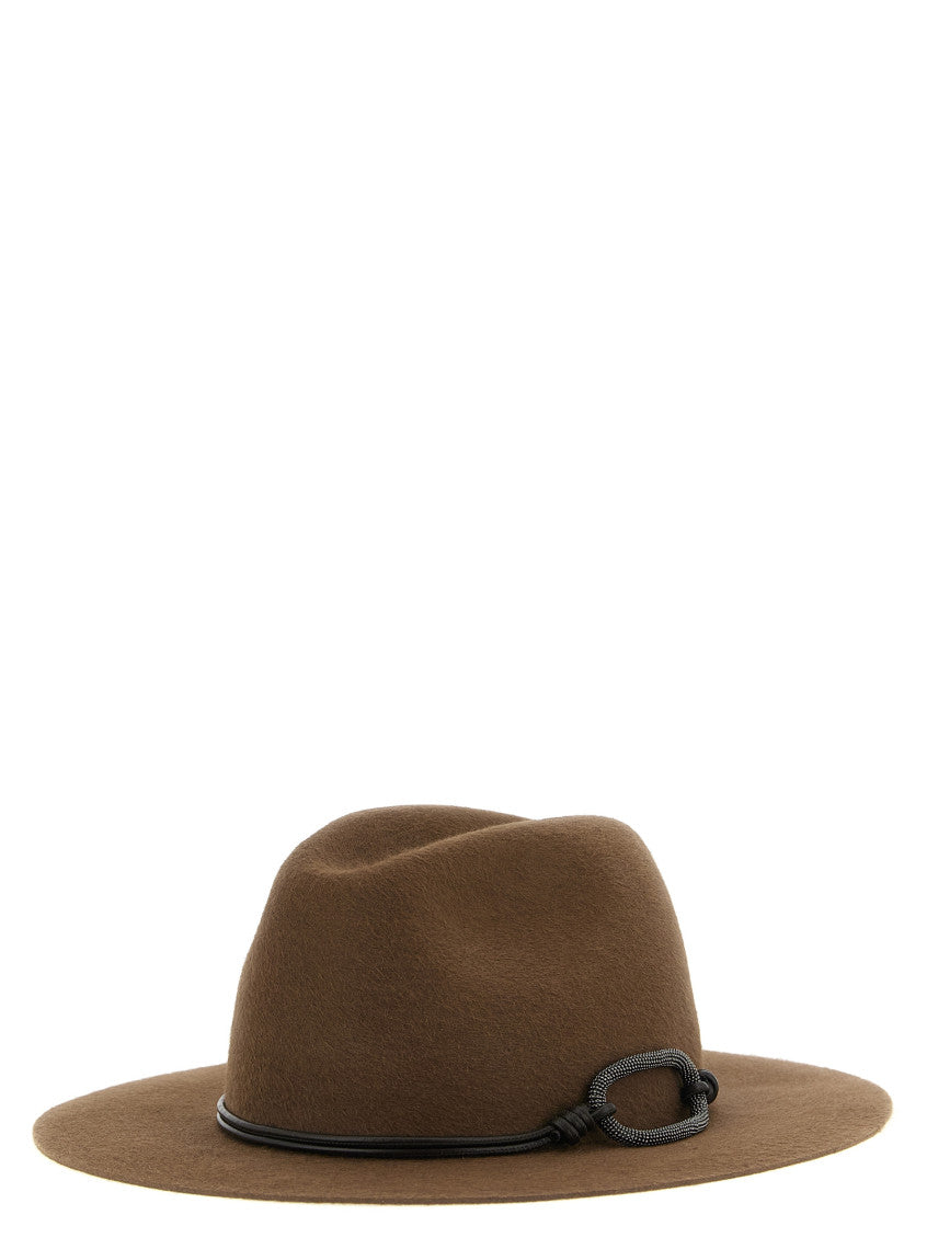 Brown Textured Fedora Hat 2