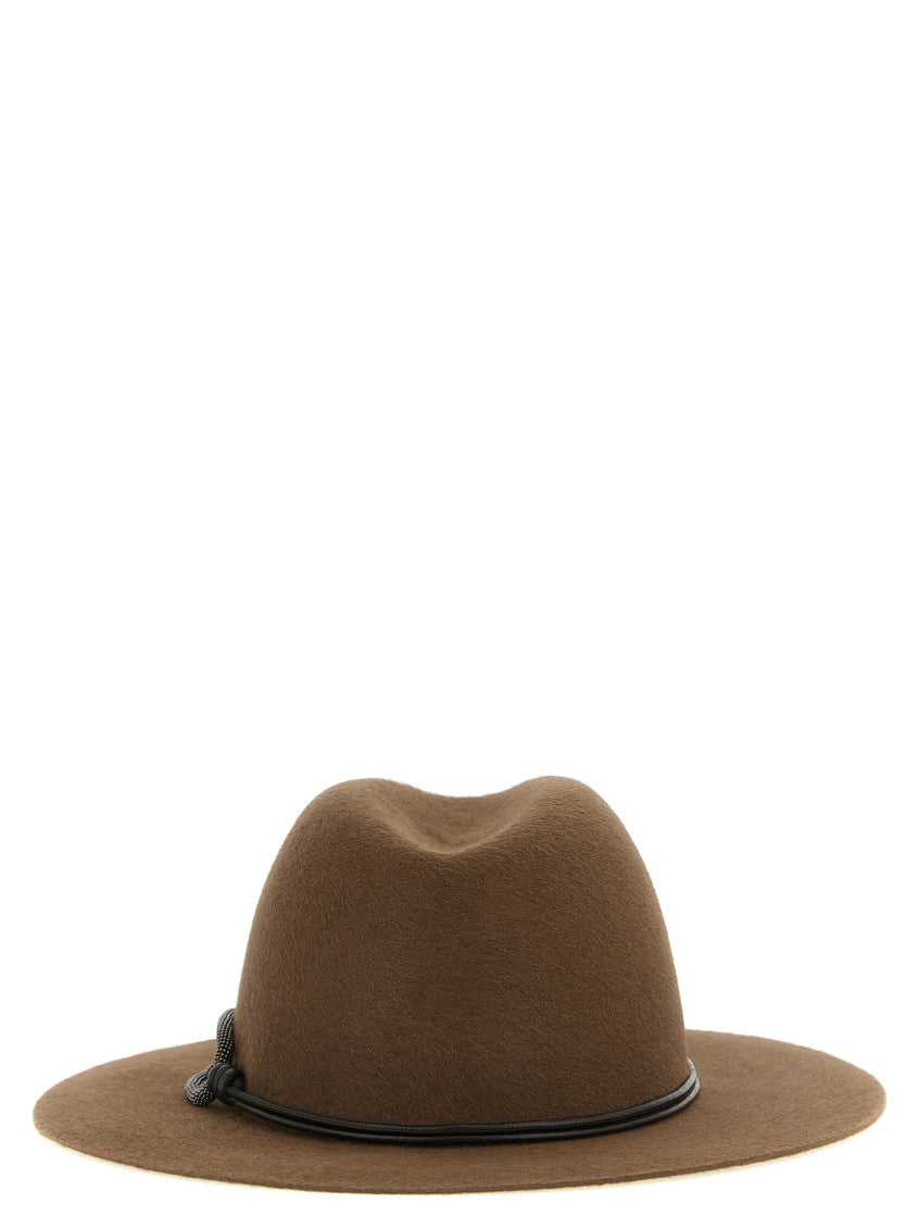 Brown Textured Fedora Hat 3